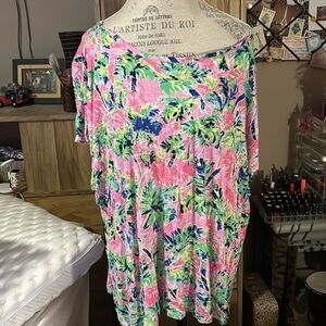 Casey Key Tropical Neon Split Sleeve Tee - 3X